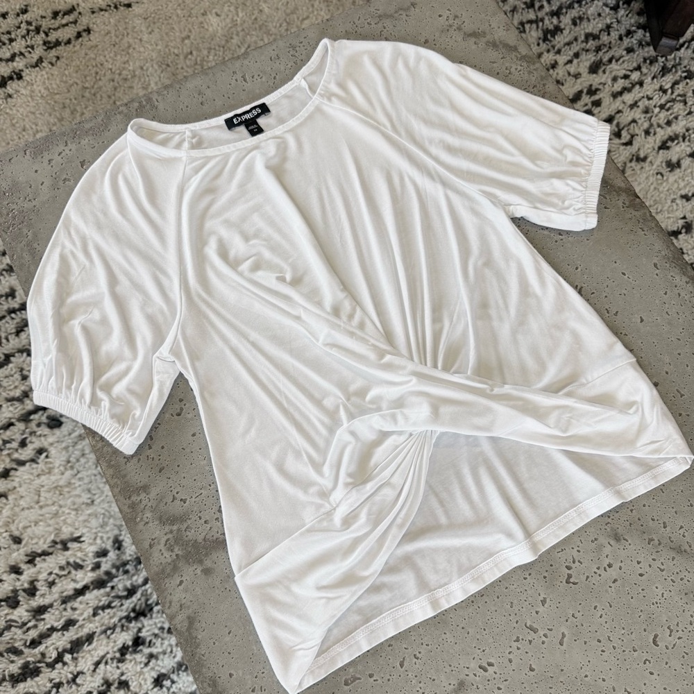 NEW! Express White Short Sleeve Twist Tee